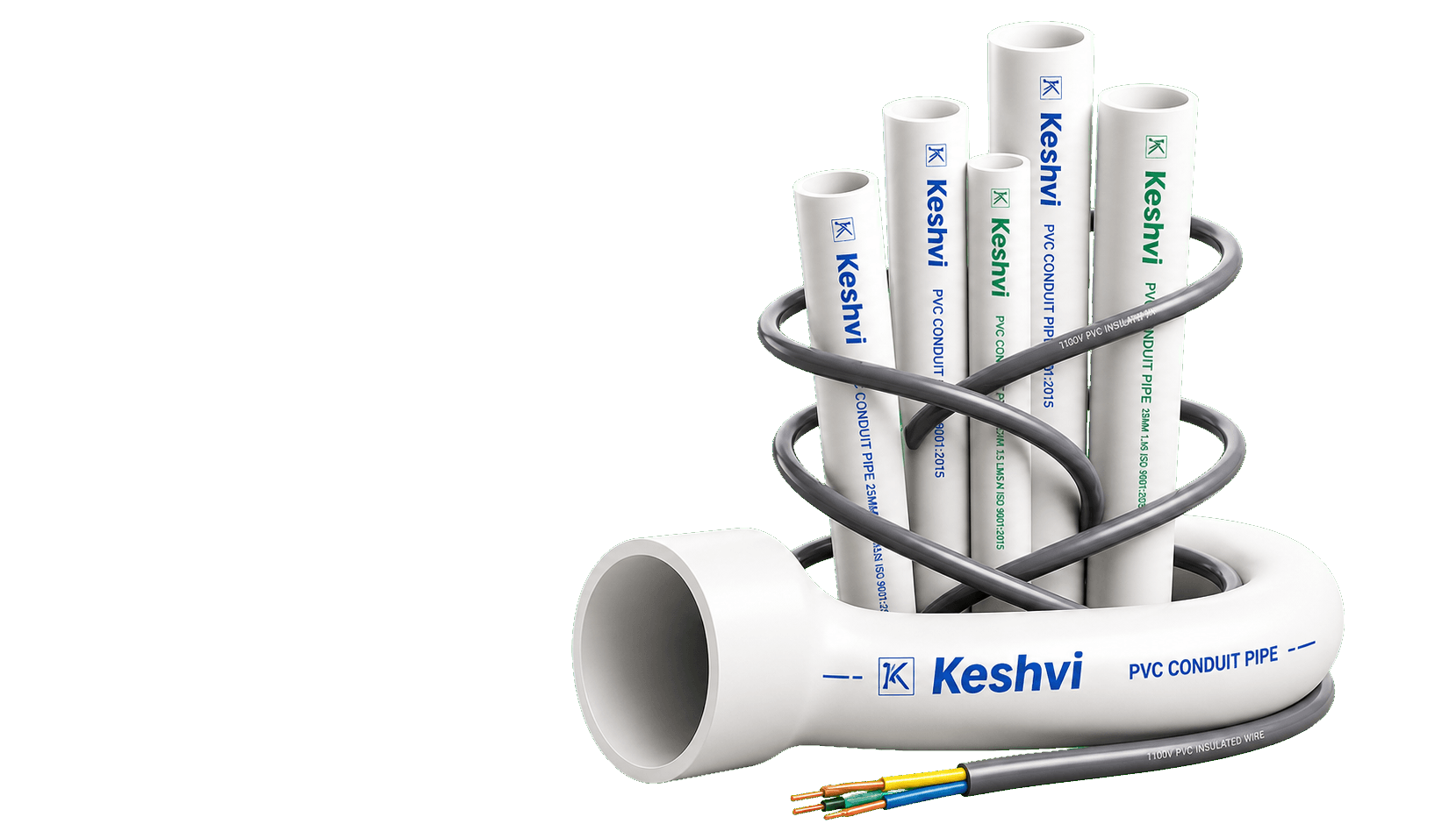 Keshvi PVC conduit pipes wrapped with electrical wire